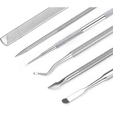 6-Pack Ingrown Toenail File and Lifters, Professional Surgical Stainless Steel Ingrown Toenail Removal Tool Kit, Manicure Treatment Pedicure Tools for Feet Under Nail Cleaner Correction Polish Pain