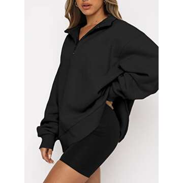 BLENCOT Women Half Zip Oversized Sweatshirt - Cozy Style