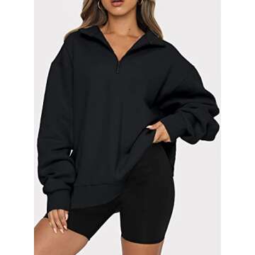 BLENCOT Women Half Zip Oversized Sweatshirt - Cozy Style