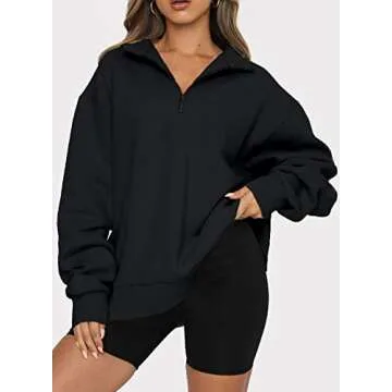 BLENCOT Women Half Zip Oversized Sweatshirt - Cozy Style