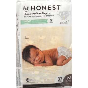 The Honest Company - Eco-Friendly and Premium Disposable Diapers - Pandas, Newborn Size (<10lbs.) 32 Count (Pack of 1)