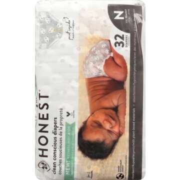 The Honest Company - Eco-Friendly and Premium Disposable Diapers - Pandas, Newborn Size (<10lbs.) 32 Count (Pack of 1)
