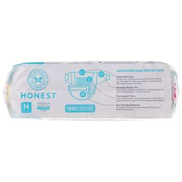 The Honest Company - Eco-Friendly and Premium Disposable Diapers - Pandas, Newborn Size (<10lbs.) 32 Count (Pack of 1)