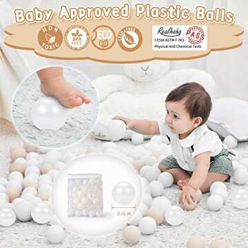 Realhaha Ball Pit Balls 100 Play Balls Plastic Balls for Baby Girls Toddlers Kids Play Tent Pool Playhouse Playpen Party Decoration, Beige