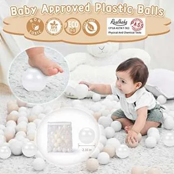 Realhaha Ball Pit Balls 100 Play Balls Plastic Balls for Baby Girls Toddlers Kids Play Tent Pool Playhouse Playpen Party Decoration, Beige