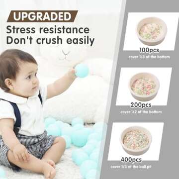 Realhaha Ball Pit Balls 100 Play Balls Plastic Balls for Baby Girls Toddlers Kids Play Tent Pool Playhouse Playpen Party Decoration, Beige