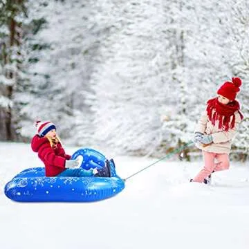 Kid Snow Toys, Snow sled for Kids, Ski Snow Toys for Kids, Inflatable ski Snow Tube Sled for Kids and Adults, Winter Sport Fun (Ski Boat 120 x 68 x 50 cm)