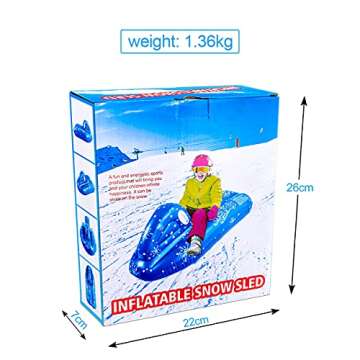 Kid Snow Toys, Snow sled for Kids, Ski Snow Toys for Kids, Inflatable ski Snow Tube Sled for Kids and Adults, Winter Sport Fun (Ski Boat 120 x 68 x 50 cm)