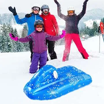 Kid Snow Toys, Snow sled for Kids, Ski Snow Toys for Kids, Inflatable ski Snow Tube Sled for Kids and Adults, Winter Sport Fun (Ski Boat 120 x 68 x 50 cm)