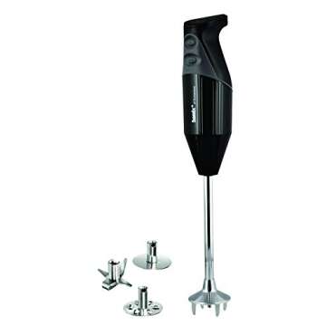 Bamix Gastro Professional Hand Blender Food Processor Swiss Made Lifetime Guarantee 200 W motor 12-17000 rpm 2-Speed Soft Grip Switch Stainless Shaft Beater Multi Purp & Whisk Blades (3) Wall Bracket