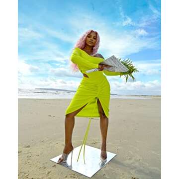 The Drop Women's Sulphur Spring Rouched Front Skirt - Curve-Hugging Style