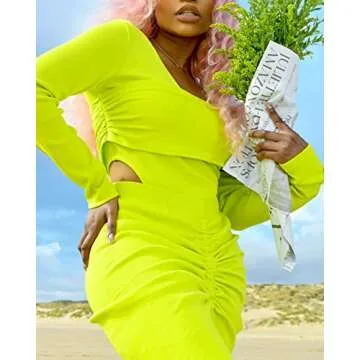 Stylish Sulphur Spring Rouched Front Skirt for Women