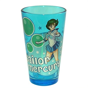 JUST FUNKY Sailor Moon OFFICIAL Sailor Mercury Pint Glass - 16oz Blue