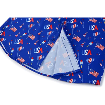ENVMENST Men's American Flag Button Down Shirts Casual Short Sleeve Patriotic Hawaiian Shirt（Blue,L