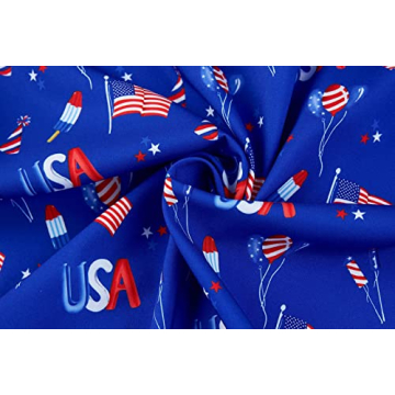 ENVMENST Men's American Flag Button Down Shirts Casual Short Sleeve Patriotic Hawaiian Shirt（Blue,L