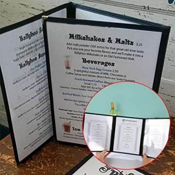 OwnMy 3PCS 8.5 x 11 Inch Menu Covers, Triple Fold 6 View Transparent Restaurant Menu Covers Book wit...