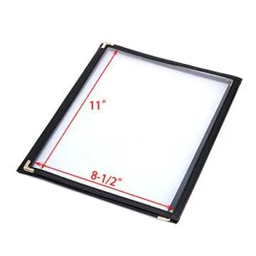 OwnMy 3PCS 8.5 x 11 Inch Menu Covers, Triple Fold 6 View Transparent Restaurant Menu Covers Book with Leatherette Trim and Decorative Corners, Fit for Standard Letter Size Paper
