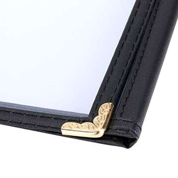 OwnMy 3PCS 8.5 x 11 Inch Menu Covers, Triple Fold 6 View Transparent Restaurant Menu Covers Book with Leatherette Trim and Decorative Corners, Fit for Standard Letter Size Paper