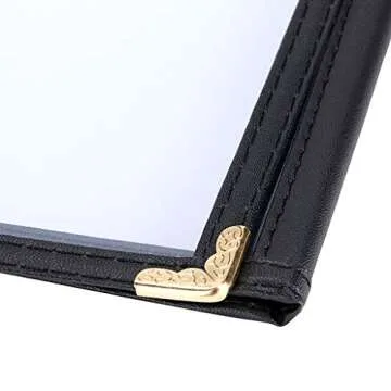 OwnMy 3PCS 8.5 x 11 Inch Menu Covers, Triple Fold 6 View Transparent Restaurant Menu Covers Book with Leatherette Trim and Decorative Corners, Fit for Standard Letter Size Paper