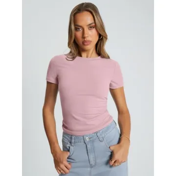 Trendy Queen Women's Basic Crewneck Crop Tee for Summer Style