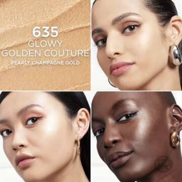 L'Oreal Paris True Match Lumi Le Glow Highlighter Stick, Luminous, Satin, Glowy Highlighter for Face and Body, 635 Golden Couture, 0.25 Oz