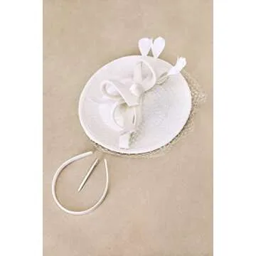 BABEYOND Tea Party Fascinator Kentucky Hat Fascinator Cocktail Pillbox Hat Derby Headband White