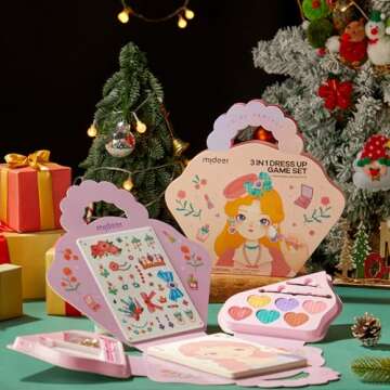 MiDeer 4-in-1 Dress Up Game Set,Princess Fantasy Makeup,Fantasy Dress-Up Kit,Cosmetics and Fashion Fun,Creative Role-Playing Adventure,Glamorous Makeup Ensemble,Princess Costume Accessories