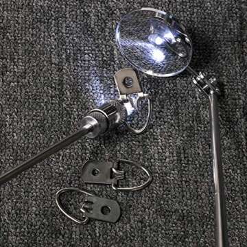 Zhehao 4 Pieces Magnetic Pick-Up Grabber Tool with LED Light including 8 lb/ 1 lb Pick-Up Rod and Round/Square Inspection Mirror, Telescoping Handle 360 Swivel for Extra Viewing Pickup Dead Angle