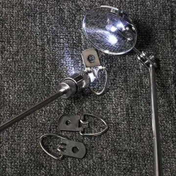 Zhehao 4 Pieces Magnetic Pick-Up Grabber Tool with LED Light including 8 lb/ 1 lb Pick-Up Rod and Round/Square Inspection Mirror, Telescoping Handle 360 Swivel for Extra Viewing Pickup Dead Angle