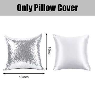 2PCS Sequins Pillows Sliver Decorative Throw Pillows,18"x18" Textile Glitter Square Solid Throw Pillow Covers Cushion Case Hidden Zipper Design for Home Decoration Bed Living Room Party Wedding