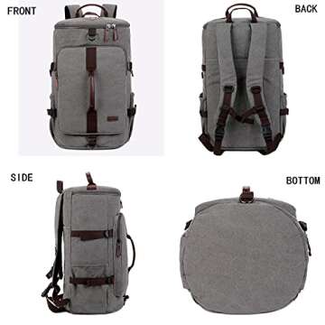 BAOSHA Canvas Weekender Travel Duffel Backpack Hybrid Hiking Rucksack Laptop Backpack for Outdoor Sports Gym HB-26(Grey)