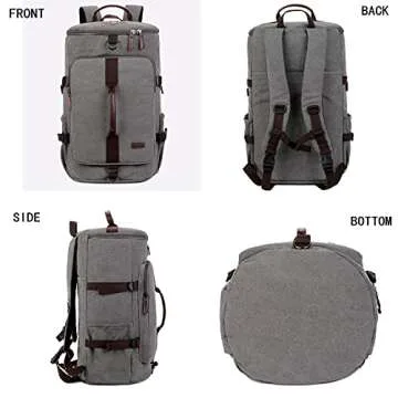 BAOSHA Canvas Weekender Travel Duffel Backpack Hybrid Hiking Rucksack Laptop Backpack for Outdoor Sports Gym HB-26(Grey)