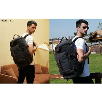 BAOSHA Canvas Weekender Travel Duffel Backpack Hybrid Hiking Rucksack Laptop Backpack for Outdoor Sports Gym HB-26(Grey)