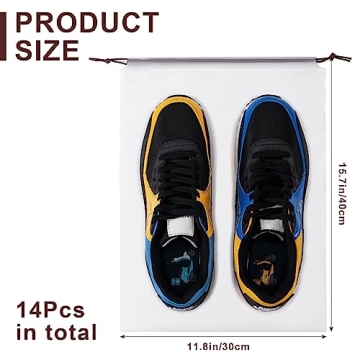 Hoewina 14PCS Transparent Travel Shoe Bags - Versatile & Durable