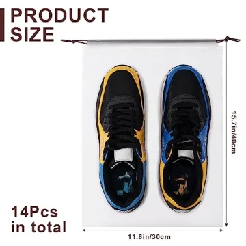 Hoewina 14PCS Transparent Travel Shoe Bags - Versatile & Durable