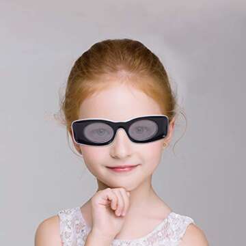 Amosfun Rectangle Sunglasses for kids vintage frame sunglasses Retro Lens Funny Shades UV400 Glasses (Black Frame Grey Lens)