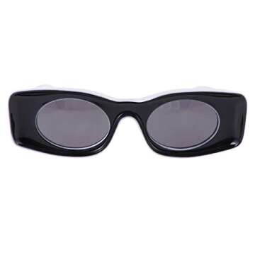 Amosfun Rectangle Sunglasses for kids vintage frame sunglasses Retro Lens Funny Shades UV400 Glasses (Black Frame Grey Lens)