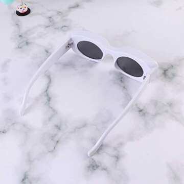 Amosfun Rectangle Sunglasses for kids vintage frame sunglasses Retro Lens Funny Shades UV400 Glasses (Black Frame Grey Lens)