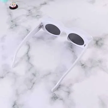 Amosfun Rectangle Sunglasses for kids vintage frame sunglasses Retro Lens Funny Shades UV400 Glasses (Black Frame Grey Lens)