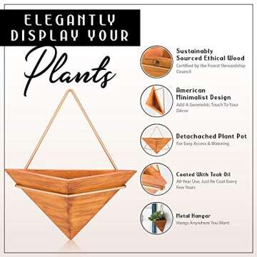 Artisanal Geometric Air Plant Holder – Made From High­Quality, Sustainably Sourced Wood – Minimalist Style & Easy­To­Hang Design – Ethical Geometric Wall Decor Air Plant