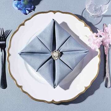 Efavormart 13" Metallic White with Gold Scalloped Edge Acrylic Plastic Charger Plates for Table Decor -Set of 6