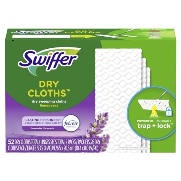 Swiffer Lavender Scented Dry Sweeping Cloths, 52 Count - Perfect for Dusting & Cleaning Home