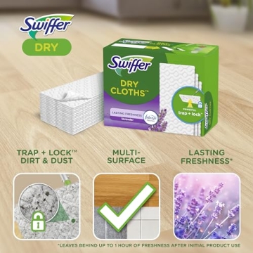 Swiffer Lavender Sweeping Cloths for Easy Cleaning, 52ct