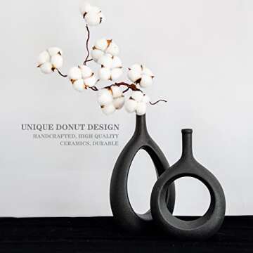 Elegant Black Ceramic Hollow Vases Set of 2 - Unique Home Decor Gift