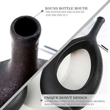 Beautiful Black Ceramic Hollow Vases Set for Modern Decor