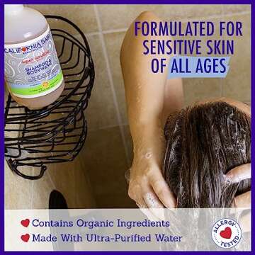 California Baby Super Sensitive Unscented Baby Shampoo and Body Wash | 100% Plant-Based | Fragrance Free Shampoo For Sensitive Skin | Hypoallergenic | Organic Calendula + Aloe Vera | 562 mL / 19 oz.