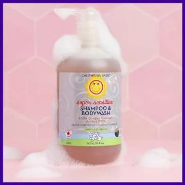 California Baby Super Sensitive Unscented Baby Shampoo and Body Wash | 100% Plant-Based | Fragrance Free Shampoo For Sensitive Skin | Hypoallergenic | Organic Calendula + Aloe Vera | 562 mL / 19 oz.