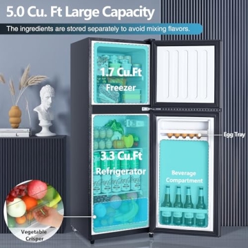 Compact 5.0 Cu.Ft Fridge with Freezer for Home