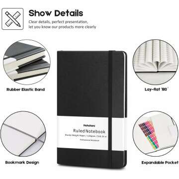 Huhuhero Thick Paper Notebooks, 5-Pack Journals