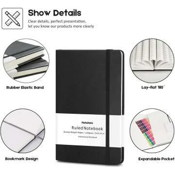 Huhuhero Thick Paper Notebooks, 5-Pack Journals